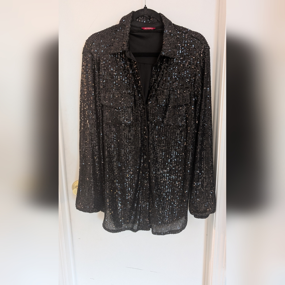 Guess Black Sequin Blouse